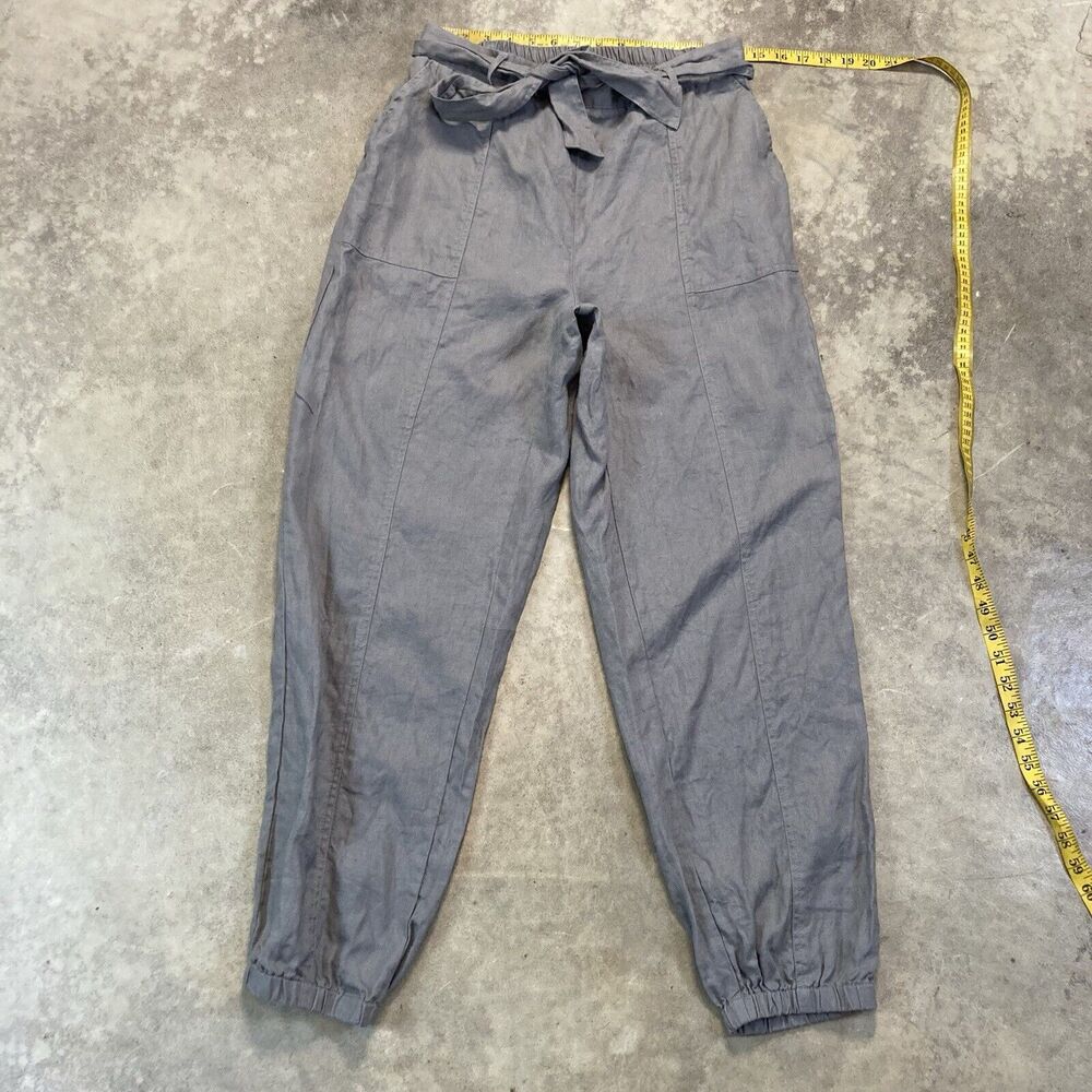 Threads 4 Thought Pants Womens 12 Gray True Hemp High Rise Tie Waist Tapered Leg